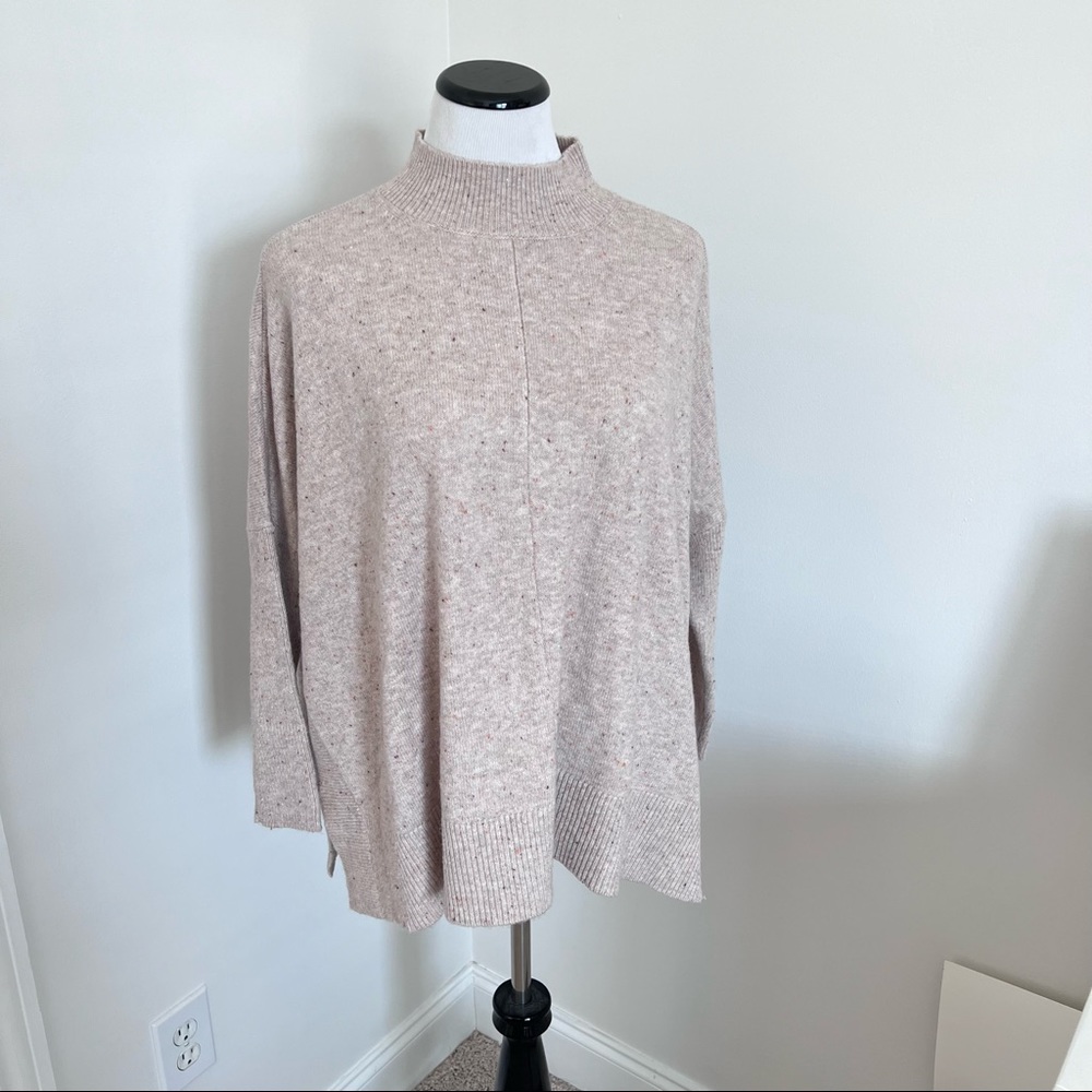 NWT LOFT Poncho Mock Neck 3/4 Length Poncho Swing Sweater